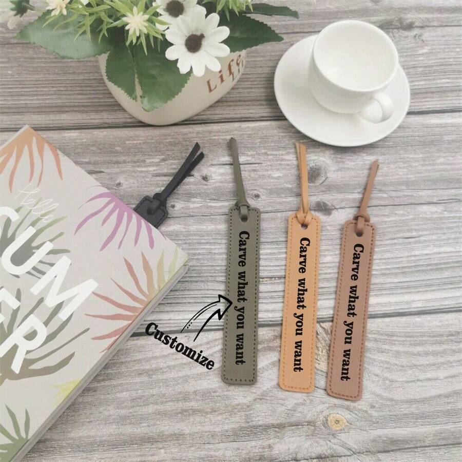Laser Engraved Leather Bookmarks, Mini Portable Page Markers For Notebooks, Leather Bookmarks + Page Clips - Leather Tassel Bookmark - View 1