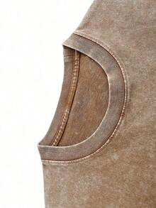 Faith Can Move Mountain Unisex Washed Christian Shirt, Christian Scripture T-Shirt, Vintage Retro Washed Shirt Double Sided Printed (230 Heavyweight Pure Cotton T-Shirt) High Quality Christian T-Shirt, Christian Gifts, Men's And Women's Shirts, Comfortable, Fashion Christian Shirt, Street Style Pure Cotton Fall Shirtwinter Clothes For Women - 咖啡棕 - 查看 3