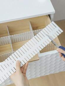 2pcs/Set Random Color Drawer Organizer Divider, Kitchen Cabinet Separator - White - View 2