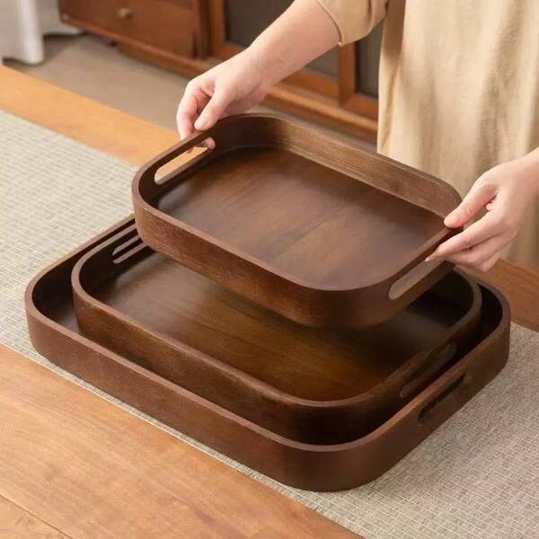 1 pieza Bandeja de madera con forma asimétrica, adecuada para restaurantes, uso comercial, servir frutos secos, té, hotel