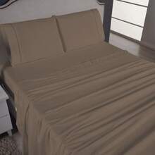 Ponto Palito Bed Sheet Set Kit Single/Double/Queen/King MicroPercal 4 Pieces With Pillowcase 400 Thread Count - Rust Brown - View 4