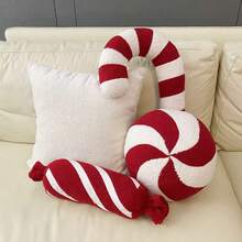 聖誕長毛絨紅色的&白色糖果球