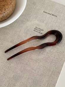 1pc U-Shaped Hair Clip, Fashion Tortoiseshell Acetate Fiber Hair Clip, Geometric Design Hair Accessory, For Women & Girls, Hair Bun Extender, Hair Styling Clip, Hair Ornament, Head Accessories, Hair Accessories For Women - Multicolor - View 14