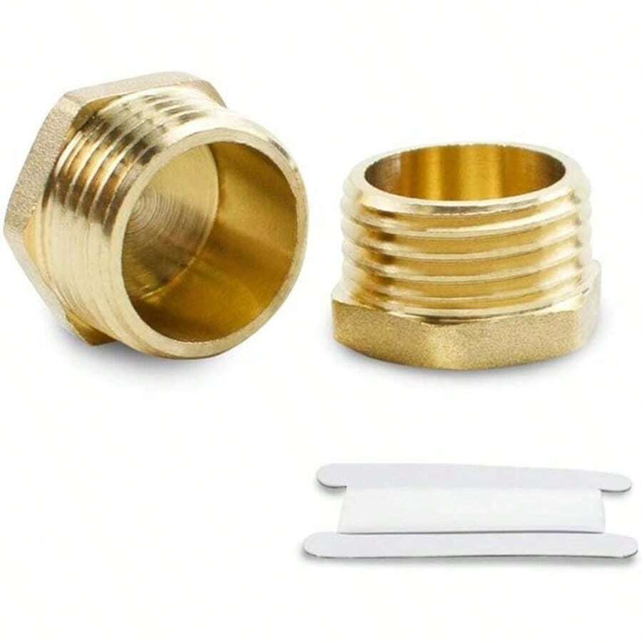 2 Pcs 1/4" Male BSP Thread Brass Male Cap Hex Socket Pipe Plug Fittings Connector For Pipe Connecting Conversion - Default - View 1