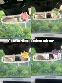 1pc Cute Turtle Plush Rearview Mirror Cover, INS Cartoon Female Rearview Mirror Decoration, Car Interior Accessory - Turtle Rearview Mirror - View 9