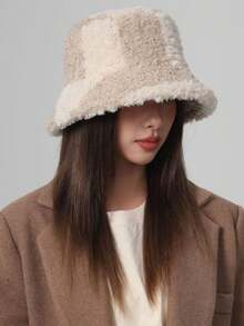 1 Gruby i ciepły kapelusz typu bucket hat dla mężczyzn i kobiet, odpowiedni na jesienne i zimowe ulice, imprezy, zajęcia na świeżym powietrzu, odzież zimowa w stylu Y2K, ciepła zimowa