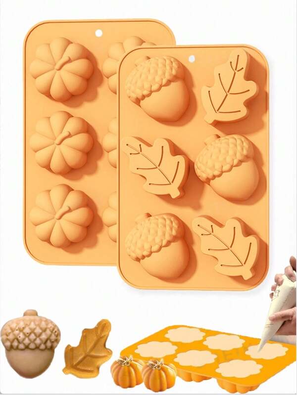 Molde de silicone de abóbora com pinha e folhas de outono, molde de silicone de abóbora com tema de colheita de outono 3D, moldes de velas de Halloween, forma de bolo de Ação de Graças, moldes de sabonete de outono, moldes de assadeira para doces de chocolate, para muffin, pudim, geleia, assados, mousse, fondant, cupcake, molde de doces, decoração de casa para assados, decoração de bolo de cozinha