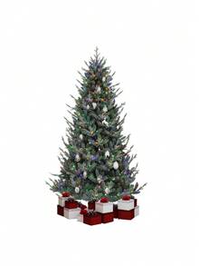 7.5ft Prelit Hillside Spruce Christmas Tree W/Remote Control With 51 Pine Cones