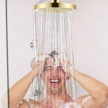AUTOWT Ducha de Lluvia de Alta Presión, Cabezal de Ducha de ABS para Baño, Iseño de Cromo Moderno y Lujoso Instalación Sencilla sin Herramientas Ángulos Ajustables Regaderas Fijas(6 Inch) - 6 pulgadas-Dorado - Ver 6