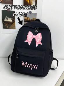 Customized Backpack, Ideal For Students Or Everyday Use; Fashionable And Versatile, Made Of Durable Nylon Material; Can Be Personalized With Name Or Holiday Greetings; Suitable For Both Men And Women; Elegant And Simple Design, Soft And Comfortable; Vibrant Colors; Adorable And Charming; Perfect For Casual Wear; Unique Personalized Gift For Family And Friends. - Black - View 3