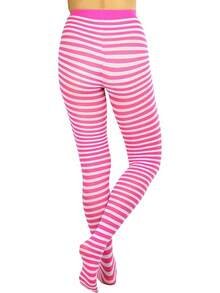 ToBeInStyle Women's Striped TightsHalloween New Year - 白色/紫紅色 - 查看 2