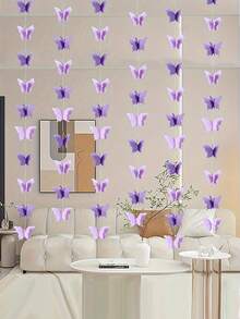 2m 18pcs 3D Paper Butterfly Flower DIY Banner Decoration Butterfly String Flower Colorful Flag, Suitable For Wedding, Valentine's Day And Birthday Party Theme Decoration Holiday Banners, Outdoor Garden Hanging Decorations, Curtain Hanging Pendants, Home Room Decoration