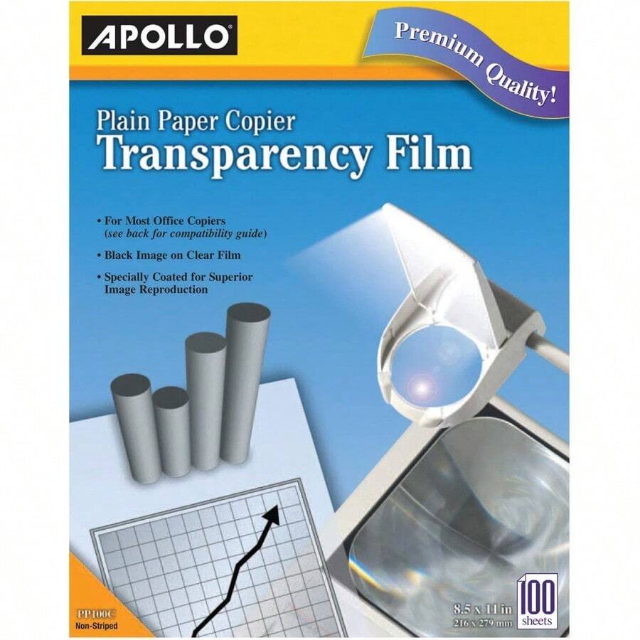 Apollo Plain Paper Copier Transparency Film Black On Clear Box Of 100 ...