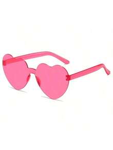 1-10pcs Heart-Shaped Glasses, Bridal Shower, Outdoor Props, Bridesmaid Gifts, Wedding Supplies, Party Supplies, Birthday Photo Props, Fashionable Transparent Pink Glasses Suitable For Party Favors, Perfect For Pool And Beach Parties, Summer Parties, Merry Christmas, Happy New Year (Slight Scratches During Transportation, But Does Not Affect Use)