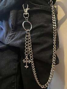 1pc Cross Shaped Pants Chain, Vintage Punk Metal Pants Chain, Suitable For Men And Women, Daily Wear, Performances, Parties, Festivals - 褲鏈 - 查看 2