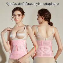 ANTSAY Faja Postparto Envolvente, Envoltura del Vientre Posparto, Cintura Abdominal Posnatal y Cinturón Pélvico, Fajas para Mujer Varillas Flexibles,Faja de Cintura Ajustable en 4 Dimensiones, XL - Beis - Ver 3