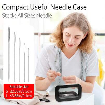 1 件/2 件多功能磁性缝纫针盒 - 不锈钢收纳盒，强磁吸引力，适用于针、纽扣和工艺品 - 便携式刺绣配件收纳盒，带透明亚克力盖的磁性针架 - 强力缝纫针收纳盒 - 和可见针架，适用于缝纫、绗缝和工艺品，黑色天窗盖磁性吸收盒，用于眼影、腮红、口红样品的磁性收纳盒