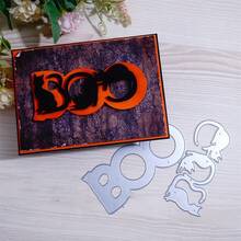 1 قطعة قالب معدني لقص خلفية "BOO Wishes" لصناعة البطاقات، قالب قص معدني لألبوم التذكارات، يومية، بطاقة تهنئة، تقطيع وتضريب الورق والديكور