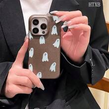 Small Ghost Phone With A Lychee Texture Design Is Compatible With 16 Pro, 16, 15 Pro, 14, 14 Plus, 13, 13 Pro, 12 Pro, And 12 Pro Models, It Makes A Birthday Present That Is Durable And Resistant To Fingerprints Phone - Yellow - View 2