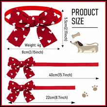 1PC Red Bow Tie Pet Tie, Creative Grid Ripple Dot Stripe Design Elements, Suitable For New Year And Christmas, Decorative Accessories For Small Dogs And Cats - Multicolor - View 2