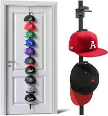Hat Rack Door - Two-Way Hanging Caps With Display Hooks And Hanger, Hat Organizer Baseball Caps, Over Door Hat Storage Organizer Bedroom, Entrance Or Garage - 1 Pack - 1 包 - 10 個掛鉤 - 查看 8