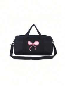 Solid Color Travel Bag With Bow Print, Cute Solid Color Ballet Travel Bag, Fitness Travel Tote Bag, Suitable For Ballet Tutus, Tap Dancing, Weekend Overnight Trips, Large Capacity Luggage Travel Bag. - 34*20*18 - View 11