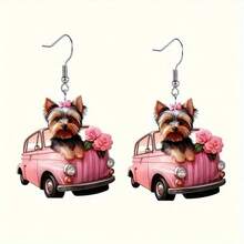 1pair 2D Flat Acrylic Charming Plush Puppy Dangle Earrings Women's Fashion Jewelry For Friends On Valentine's Day Or New Year,Mom,Mother,Mother's Day,Gift