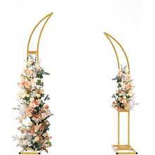2Pcs Gold Wedding Arch Backdrop Stand,Metal Half Moon Wedding Arch Backdrop Stand For Wedding Ceremony, Engagement Party,Bride Shower,Halloween Decoration (5.9ft,6.9ft) - Vàng - Xem 4