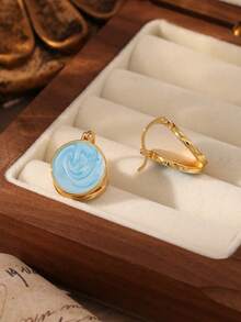 1 Par de Brincos de Pino Esmaltados Dourados Minimalistas e Geométricos de Dois Lados, Adequados para Uso Diário, Festivais, Férias, Praia, Festas e Presentes de Joias para Mulheres