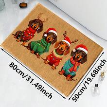 1pc Christmas Pet Pattern Printed Floor Mat, Christmas Dog Imitation Wool Carpet, Strong Water Absorption, Easy To Clean, Suitable For Home Decoration, Farmhouse, Porch, Indoor, Room Decoration, Kitchen, Restaurant, Small Office/Home Office, Sink, Laundry Room, Floor Mat, Kitchen Mat, Non-Slip Mat.