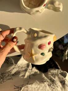 Handmade Asymmetrical 3D Shell Ceramic Mug, Underglaze Ceramic Water Cup, Creative Gift Coffee Cup With Ocean Style