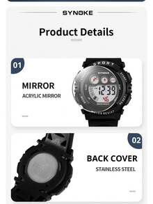 Children's Waterproof Sports Watches Waterproof Multifunction LED Electronic Digital Watches Kids Boys Girls Students Wrist Watch Birthday Best Gift - 藍色 - 查看 9