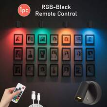 1 pieza Foco inalámbrico magnético con siete modos de color, brillo ajustable, batería recargable de 2000mAh, fácil instalación y control de interruptor táctil, luz de pared inalámbrica para decoración del hogar