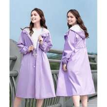 1pc Fashion, Breathable, Adult Waterproof Long Raincoat, Raincoat Hooded Outdoor Hiking Travel Fishing Thickened Drawstring Slim Fitted Rain Poncho, Waterproof & Rainproof Lightweight Hooded Rain Coat,