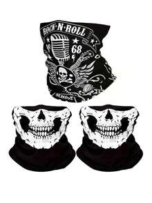 1pc/3 Packs Breathable Skull Mask, Seamless Raffa Face Mask, Multi-Function Outdoor Cycling Scarf - Multicolor - View 1