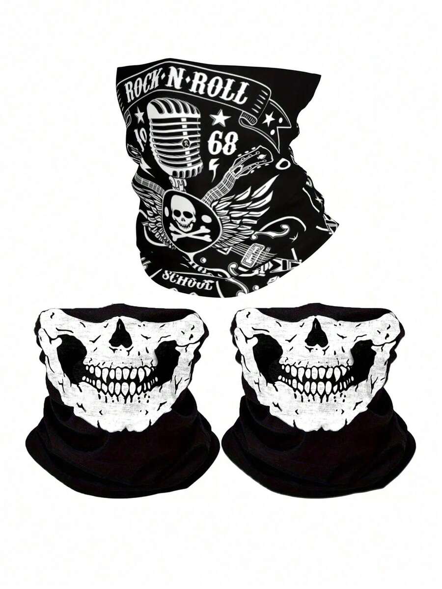 1pc/3 Packs Breathable Skull Mask, Seamless Raffa Face Mask, Multi-Function Outdoor Cycling Scarf - Multicolor - View 1