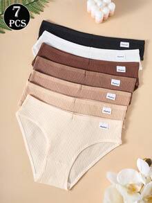 7pcs Women's Sexy Ribbed Cotton Panty Underwear Lingerie Women Seamless Comfy Panties Underwear