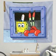 1pc Cartoon Cute SpongeBob Wall Hanging Tapestry, Bohemian Style Home Decor Tapestry, Bedroom Wall Decor, Room Wall Hanging Tapestry - Multicolor - View 4