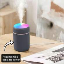1 件简约便携式 USB 加湿器 300ml 带彩色 LED 灯两用柔光夜灯，卧室保湿装置，安静空气净化器，放松和助眠，适用于汽车、家庭、办公室，很棒的礼物 - 炫彩 - 查看 11
