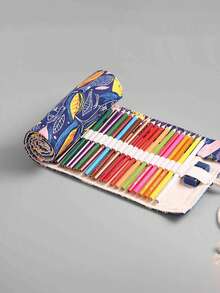 Serie cu modele florale și frunze de arțar - Artistic - Proaspăt de înaltă calitate - Pânză - Penar, Penar mic cu motive florale, Penar drăguț cu motive florale - Vine cu suport din nailon pentru pensule de machiaj (cu șnur), Rolă de creioane, Suport portabil pentru pensule, Husă pentru creioane din pânză lucrată manual, Cutie pentru creioane de mare capacitate (Unisex), Diverse modele în formă de buze, Papetărie, Înapoi la școală, Geantă