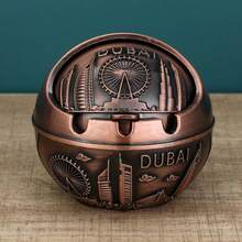 New Metal Dubai Style Flip-Top Ashtray, Creative Windproof Portable Ashtray With Cover, Suitable For Outdoor, Living Room, Office, Practical Birthday/Holiday Gift