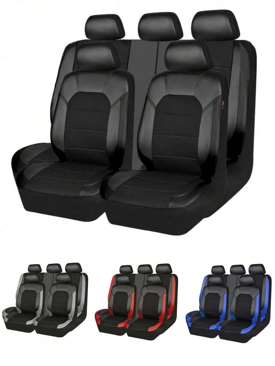 Easypie Selection Juego de 9 piezas/Juego de 5 piezas/Juego de 4 piezas/Juego de 2 piezas Funda de asiento de coche completa con malla de aire y cuero de PU para sedanes, SUV, camiones, protectores de asiento transpirables con bolsas de aire y diseño con cremallera, mejores regalos para amigos, regalos de graduación, regalos de vuelta al colegio, decoraciones navideñas, regalos del Día de San Valentín, regalos para mamá y papá, Halloween, Acción de Gracias, regalos personalizados, regalos de cumpleaños, regalos de Año Nuevo