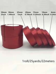 1 卷 25 码 1-5 厘米宽双面优质缎带，适用于 DIY 玫瑰装饰、礼品包装 - 婚礼派对蝴蝶结丝带，用于桌椅装饰、拱门、礼品盒、蛋糕装饰、服装配饰、编织，营造优雅的节日氛围，是蝴蝶结丝带、节日庆祝派对、节日礼物的理想选择 - 紅色 - 查看 8