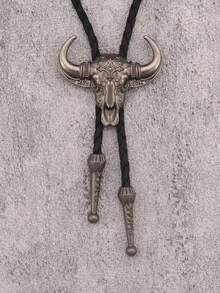 1 chiếc vòng cổ kim loại hợp kim phong cách cao bồi miền Tây cổ điển, dây chuyền dài bằng da bện Gothic hình đầu bò nổi cá nhân hóa dành cho nam - đầu bò - Xem 5