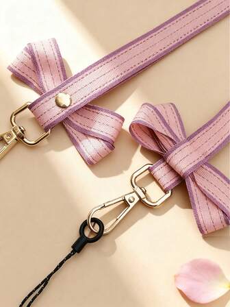 1 件女士蝴蝶结手机挂绳，挂脖式项链，可挂身份证/钥匙/手机/工作证，钥匙卡夹配件