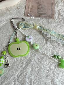 Charms pendentifs de pomme rouge et verte mignons, accessoires de bonbons, porte-clés, décoration de sac à dos