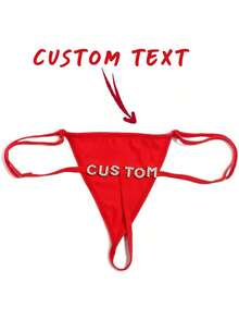 Custom Thong G-Strings With Charms Name Personalized Charm Thong With Any Name Custom Thong Couple Fashionable, Colorful, Funny Unique, Customized Finds, Personalized Gifts Women, Lingerie, Winter Fashion, Panties, Underwear, Thongs Gifts Her Family, Friends, Winter, Fall/Autumn, Holiday, Rave,Chic Autumn,Romance Gown - 紅色 - 查看 4