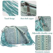 Stylowa, pojemna torebka damska na ramię z frędzlami z poliuretanu – wielokomorowa konstrukcja w stylu vintage, boho i western, ozdobiona frędzlami, nitami i kunsztownym wykonaniem. Uniwersalna torba na ramię/na ramię z odpinanymi, regulowanymi paskami. Idealna na zakupy, zajęcia na świeżym powietrzu, podróże i wyjścia. Idealny prezent dla rodziny i przyjaciół.