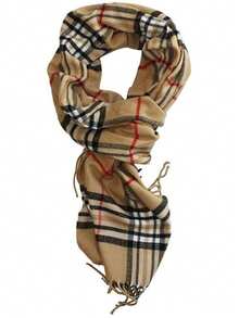 1 Stück karierter Schal mit Quasten-Saum, geeignet für Frauen im Herbst/Winter
