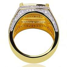 New Gold-Plated Square Men's Full Diamond Ring European And American Two-Tone Engagement Ring - 7 - 查看 5